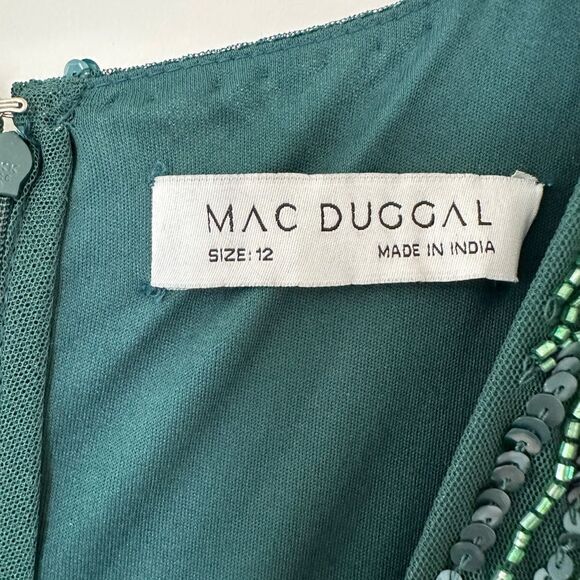 Mac Duggal | 4632 Long Sleeve Beaded Dress Size 12 NWT - Picture 7 of 9